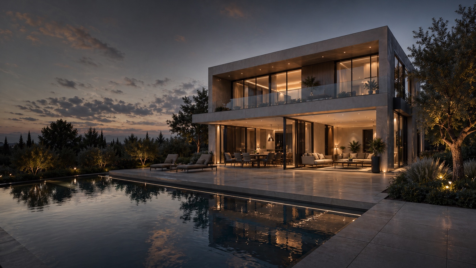 Modern villa havuzlu dış cephe